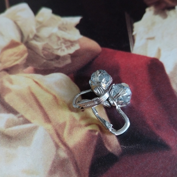 Sherman Faceted Silver Clip-On Earrings - Picture 2 of 12